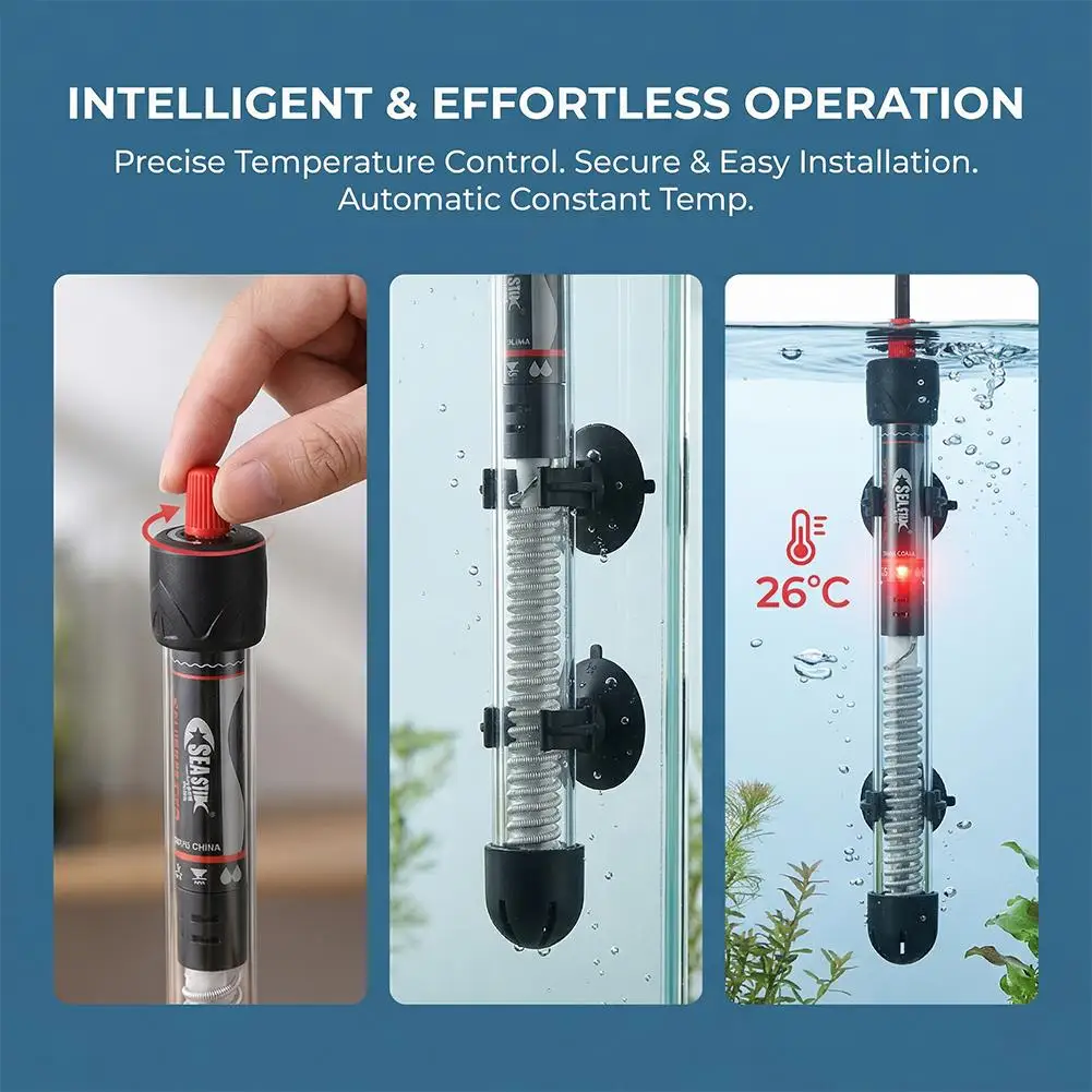 Aquarium Heater Submersible - Aquecedor de Aquário Ajustável 25W-300W, Termostato
