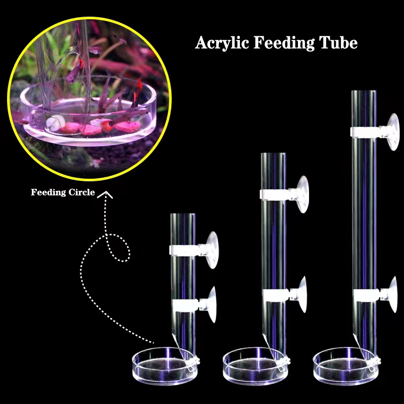 Aquarium Fish Food - Aquário acrílico Alimentador Tubo Prato, transparente