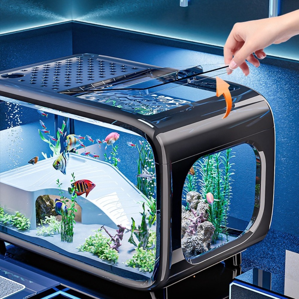 Transparente luxo tanque de pe - Aquarium Fish Live avaliação e preço